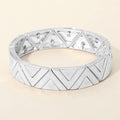 Worn Metal Geometric Triangle Beaded Stretch Bracelet