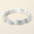 Textured Metal Oval Overlapped Beaded Stretch Bracelet