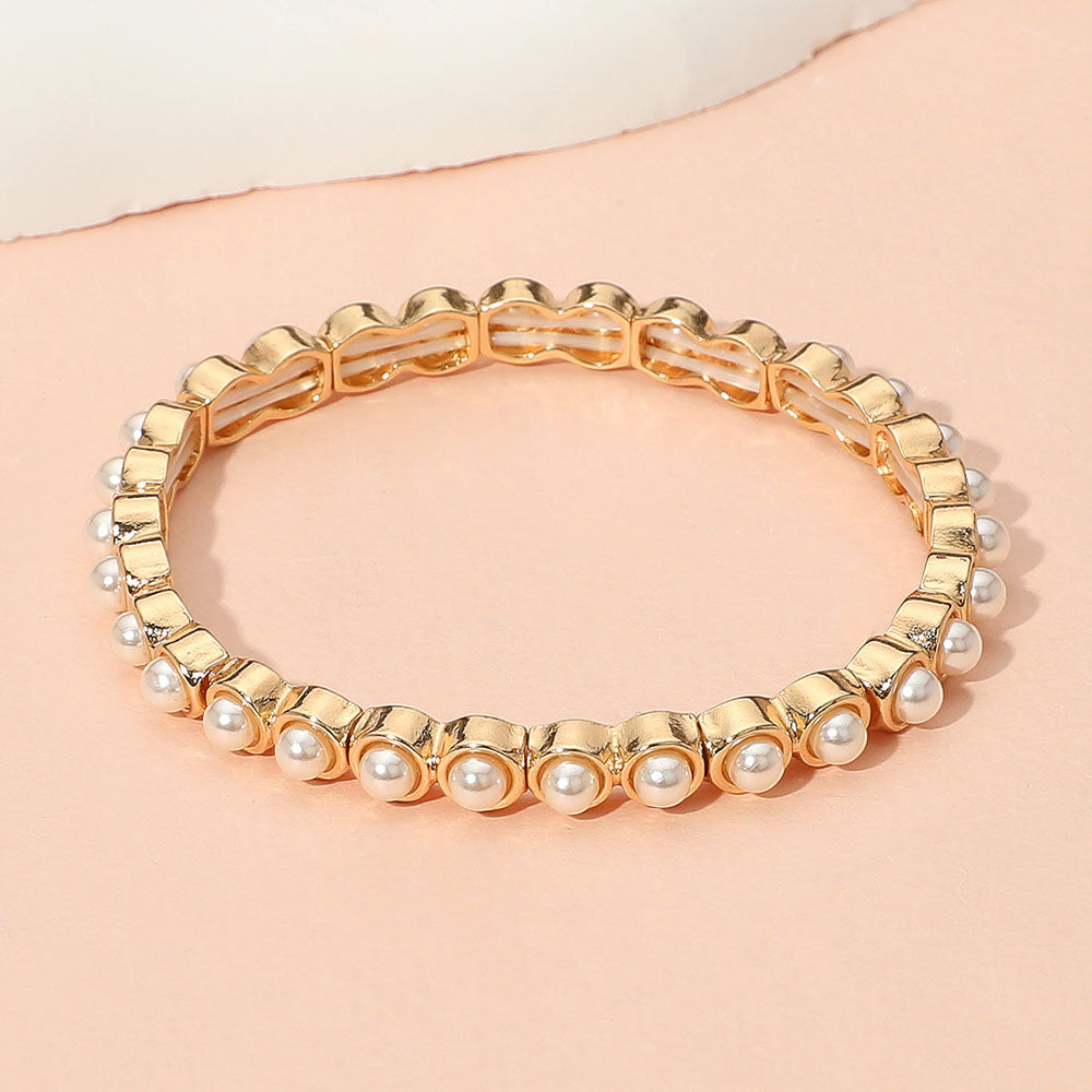 Pearl Bezel Stretch Bracelet