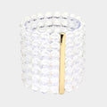 7Rows Wide Faceted Round Clear Lucite Beaded Stretch Bracelet
