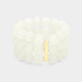 3Rows Faceted Beaded Ball Stretch Bracelet