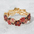 Stone Center Floral Enamel Stretch Bracelet
