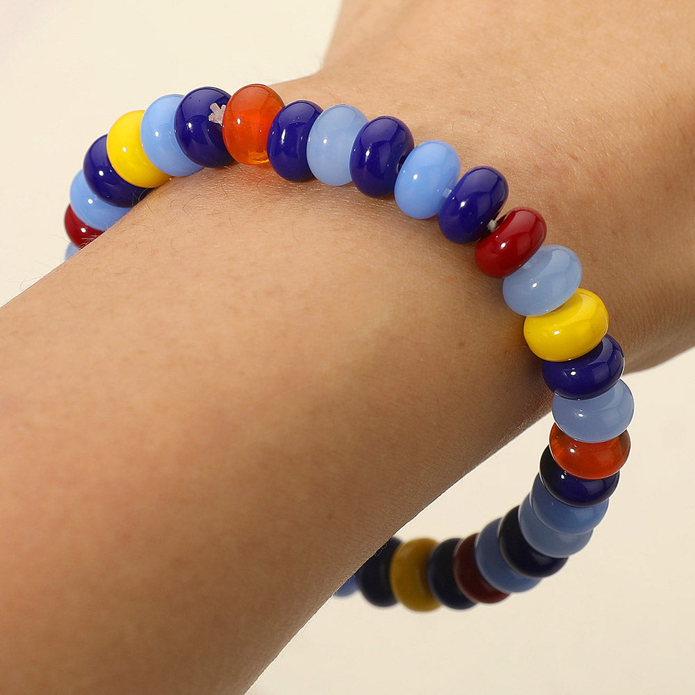 Resin Pebble Beaded Stretch Bracelet