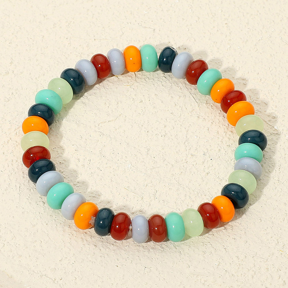 Resin Pebble Beaded Stretch Bracelet