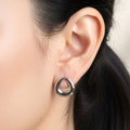 White Gold Dipped Modern Organic Ring Stud Earrings