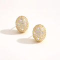 14K Gold Dipped CZ Pave Glam Oval Stud Earrings
