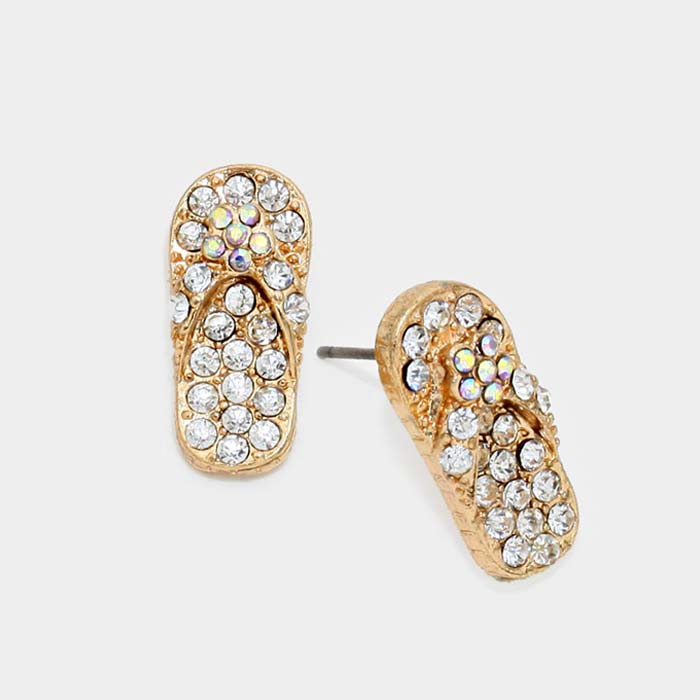 Crystal Pave Flip Flop Stud Earrings