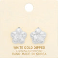 White Gold Dipped Flower Stud Earrings