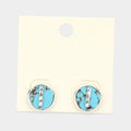 -I- Initial Monogram Turquoise Stud Earrings