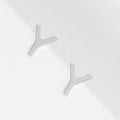 -Y- White Gold Dipped Metal Initial Monogram Stud Earrings