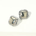 14K Gold Plated Two Tone Quatrefoil Stud Earrings