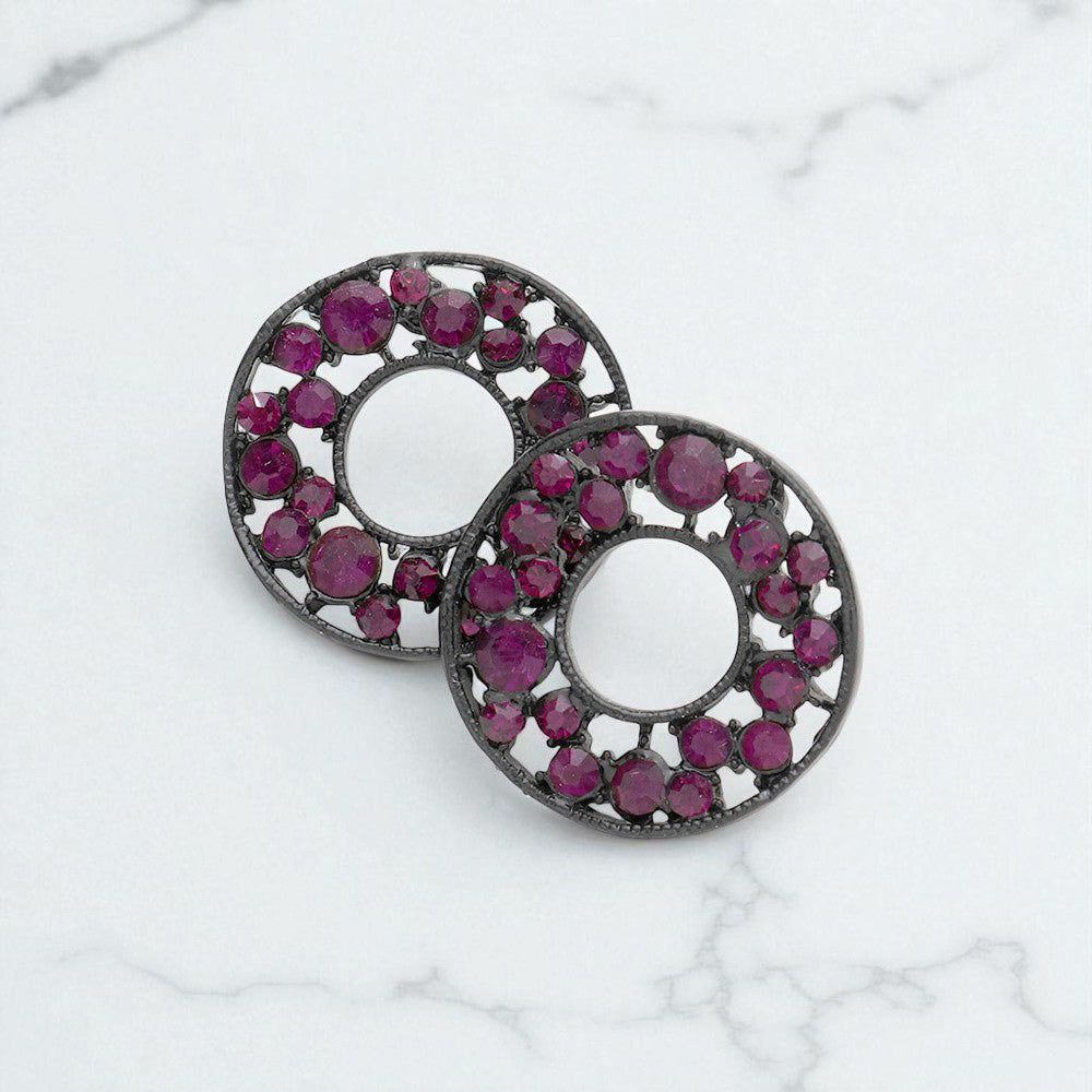 PAVE RHINESTONE WHEEL EARRINGS