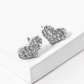 Crystal Rhinestone Pave Heart Stud Earrings