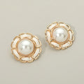 Vintage Inspired Frame Pearl Stud Earrings