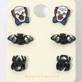 3Pairs - Halloween Clown Bat Spider Stud Earring Set