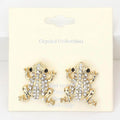 Crystal Pave Frog Stud Earrings