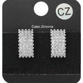 CZ Stone Paved Rectangle Evening Stud Earrings