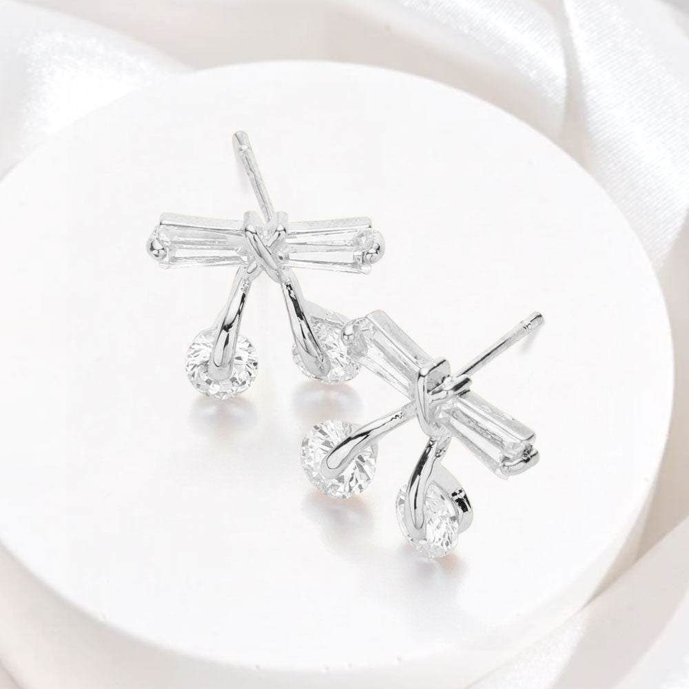 CZ Bow Stud Earrings