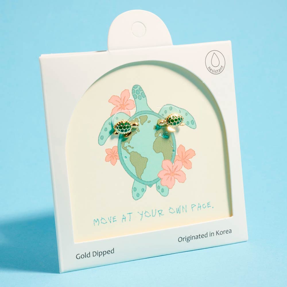 Gold Dipped Sea Turtle Mini Stud Earrings