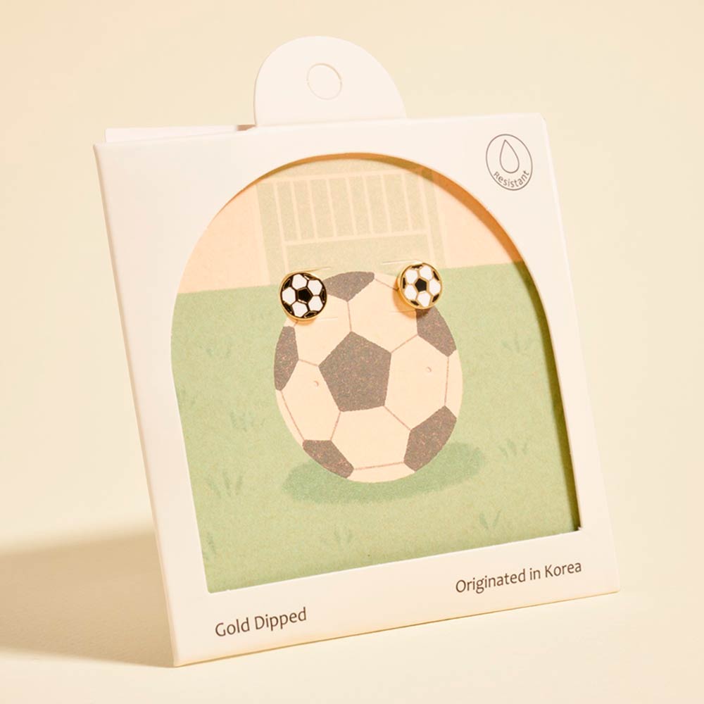 Gold Dipped Soccer Ball Mini Stud Earrings