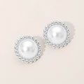 Beaded Rim Pearl Stud Earrings