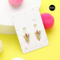 2Pairs - J Round Stone Unicorn Initial Monogram Stud Kids Earrings