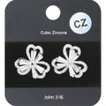 CZ Stone Clover Stud Earrings
