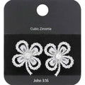 CZ Stone Paved Clover Stud Earrings