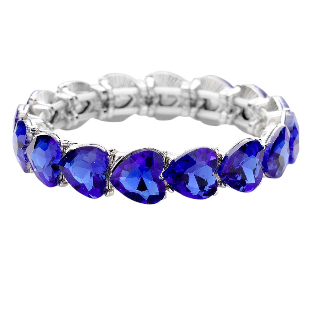 Heart Crystal Stretch Evening Bracelet