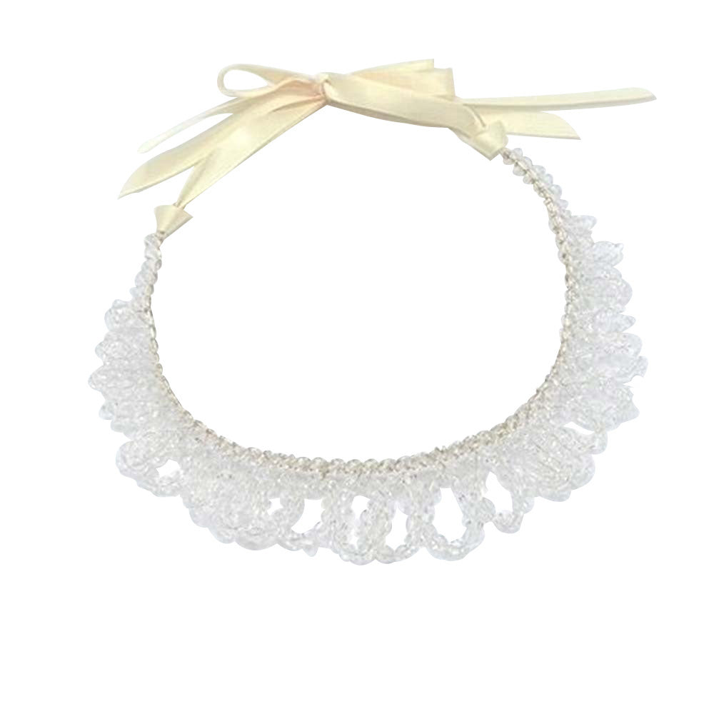 Bicone Beaded Bun Wrap Headpiece Necklace