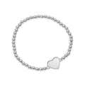 Stainless Steel Ball Mother of Pearl Heart Beaded Bracelet