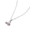 Stainless Steel Stone Paved Cherry Pendant Necklace