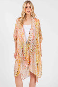 Multi Color Abstract Pattern Silky Feel Kimono