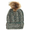 Fuzzy Lined Multi Tone Fur Pom C.C Beanie
