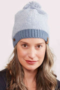 Furry Ribbed Brim Button Pom Hat