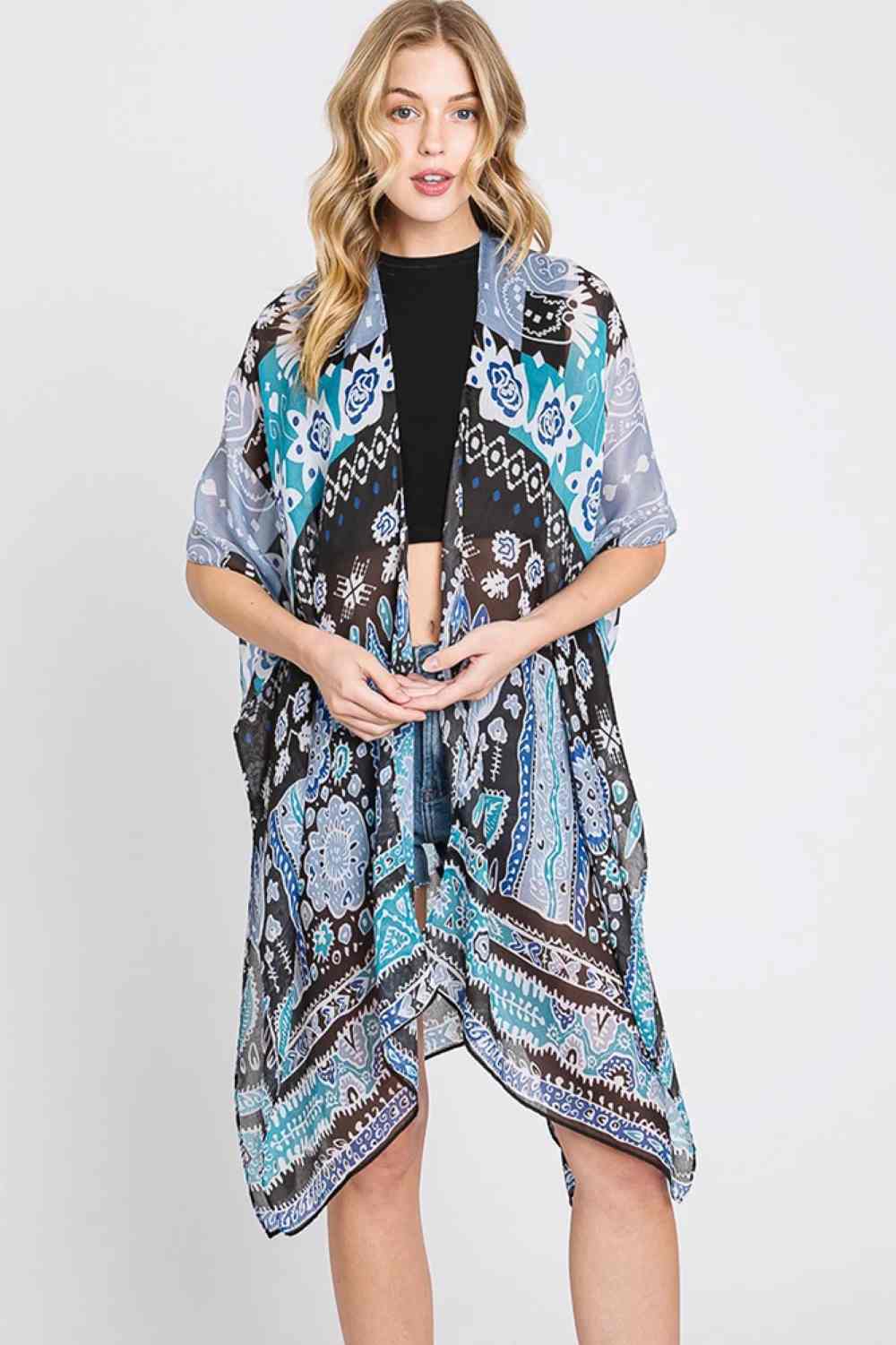 Geometric Boho Print Kimono