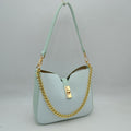 Chain Accent Shoulder Bag with Center Snap Closure