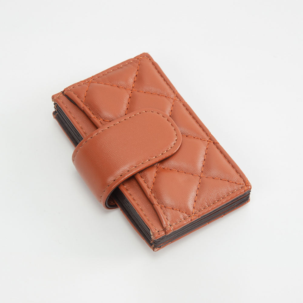 Quilted Faux Leather Snap Closure Card Holder Wallet