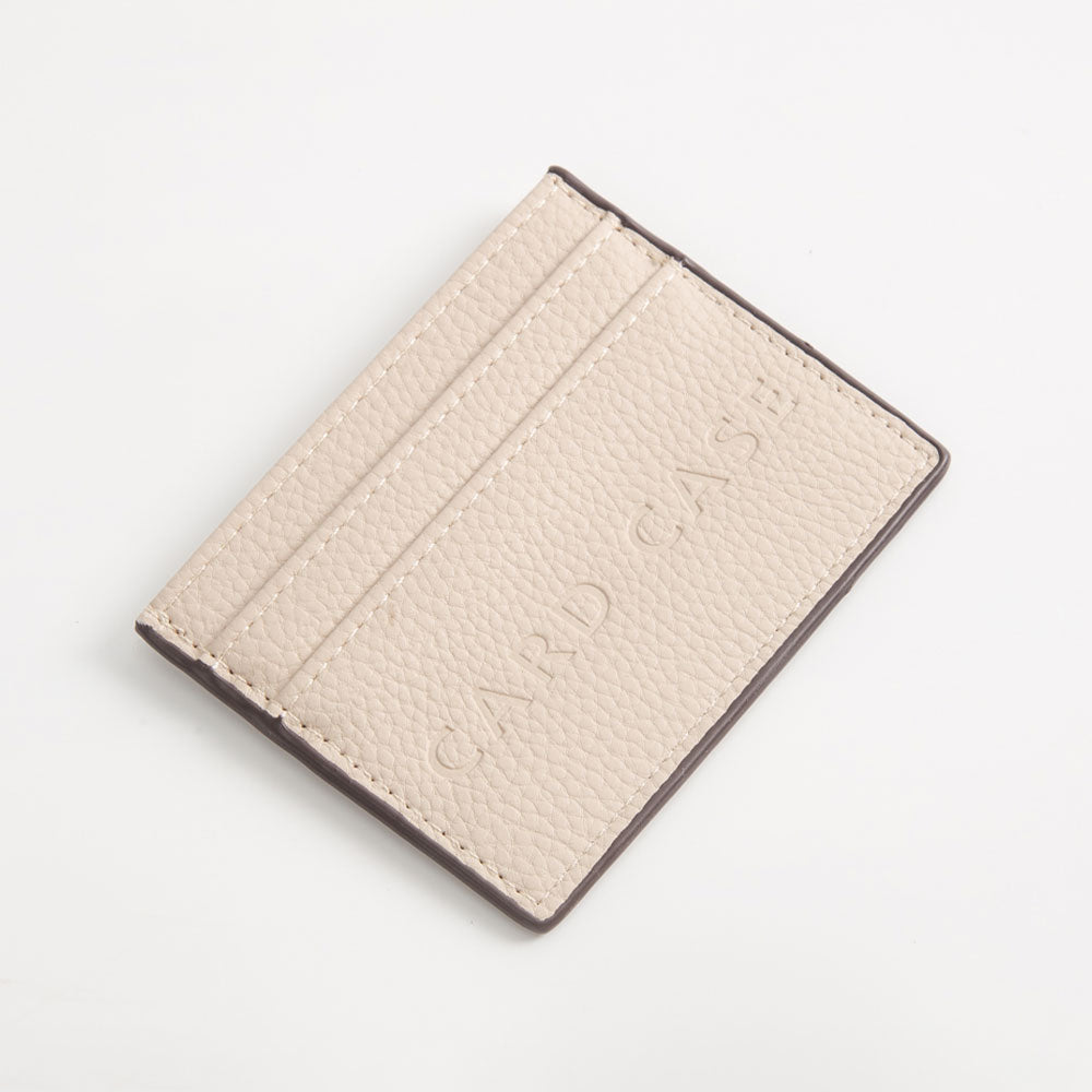 Textured Faux Leather Card Case Wallet