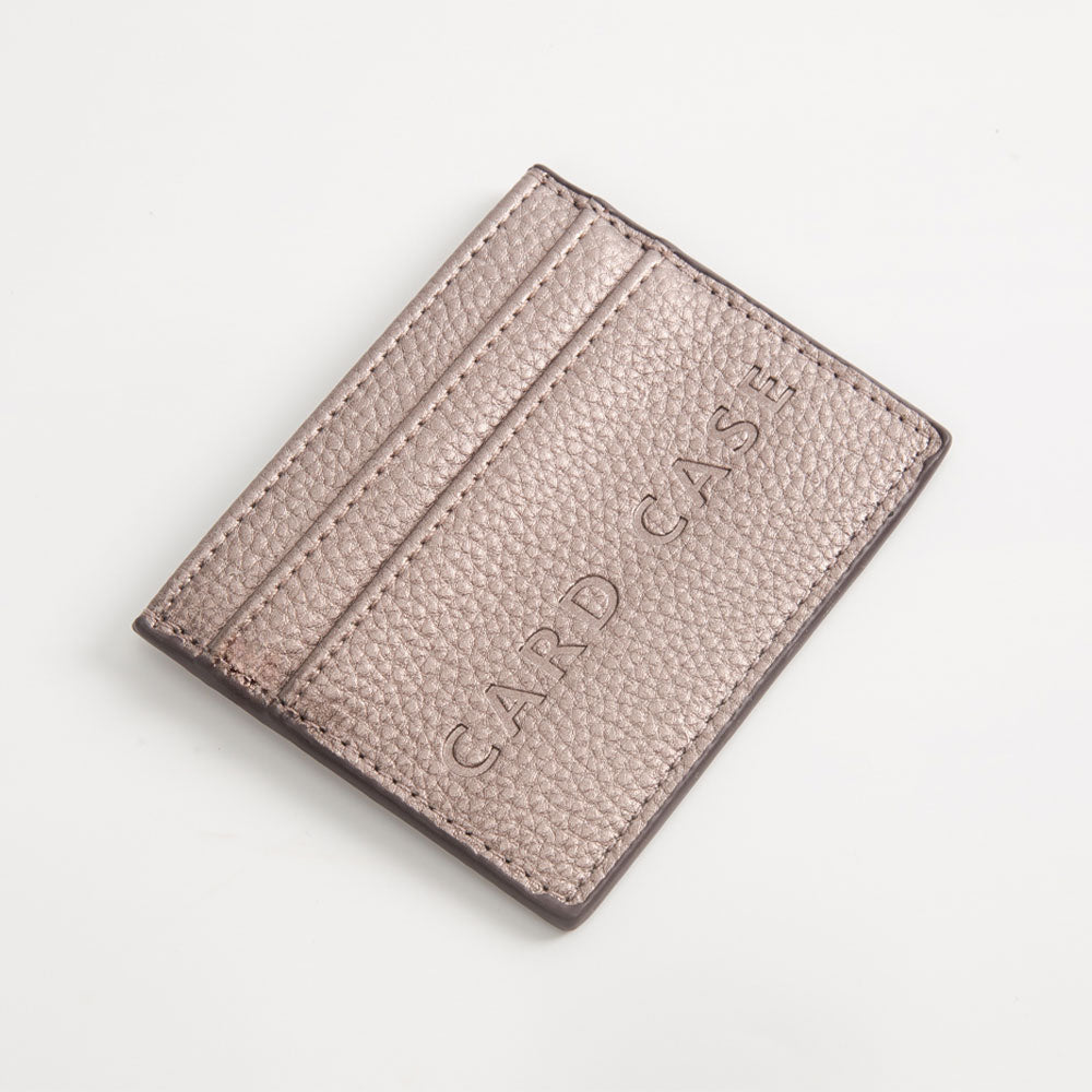 Textured Faux Leather Card Case Wallet
