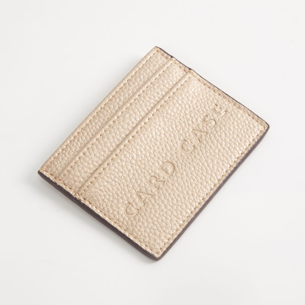 Textured Faux Leather Card Case Wallet