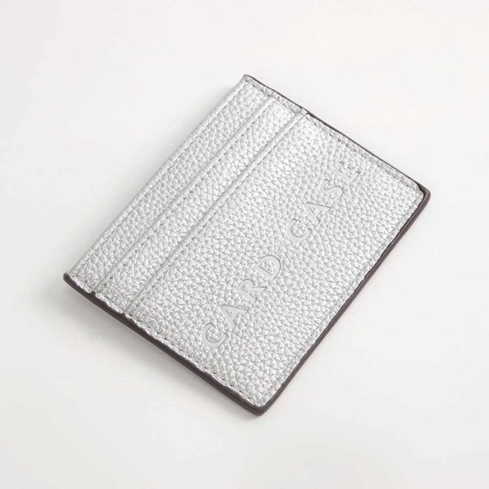 Textured Faux Leather Card Case Wallet