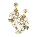 Felt Back Sequin Pearl Seed Beaded Seahorse Dangle Earrings