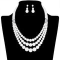 Multi Row Pearl Necklace Earring Set