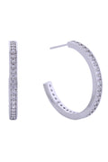 14K Daily CZ Pave Hoop Post Earring