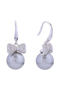 14K Bow Pearl Drop Post Earrings