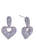 14K Cluster CZ Heart Drop Post Earrings