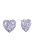 14K Cluster CZ Heart Post Earrings