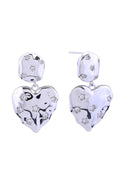 14K Crinkle Heart Pave CZ Post Earring