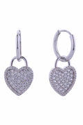 14K Crystal Heart Drop Huggie Earring